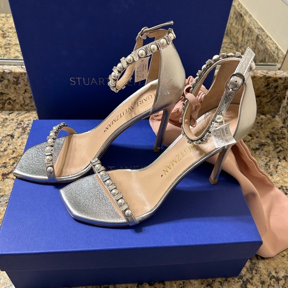 Stuart Weitzman Silver Women's Heels - Picture 1 of 5
